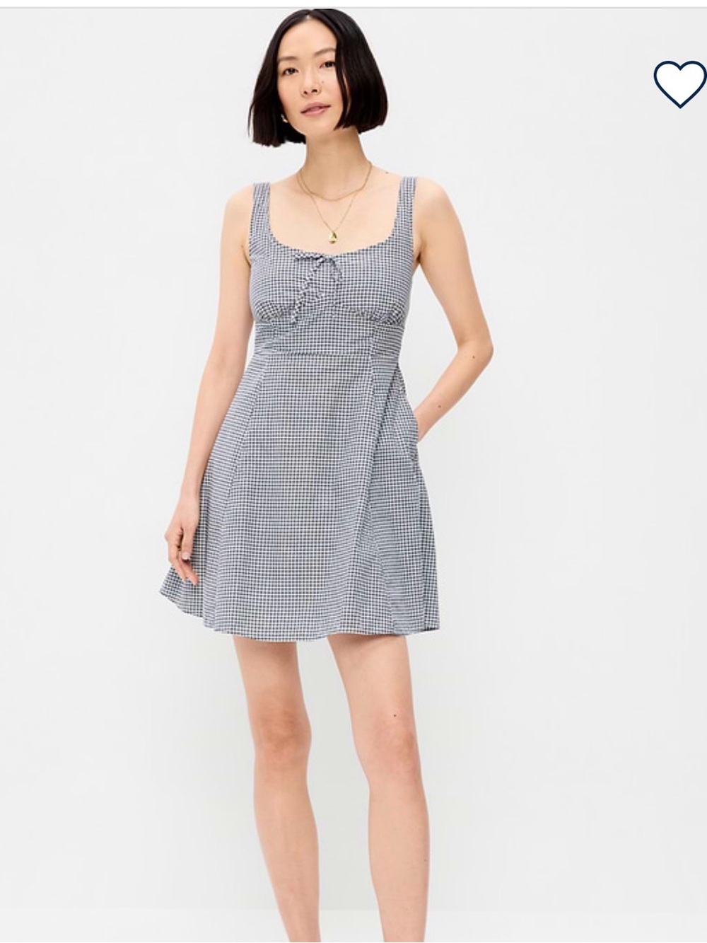 Old Navy Black and White Gingham Square-Neck Mini Dress